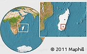 Satellite Location Map of Iakora, highlighted country, within the entire country