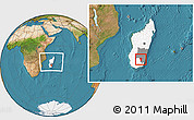 Satellite Location Map of Iakora, highlighted country, highlighted parent region, within the entire country
