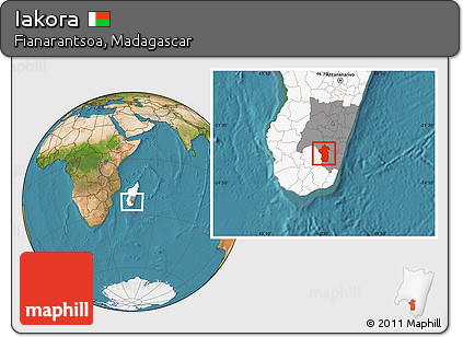Satellite Location Map of Iakora, highlighted country, highlighted parent region