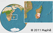 Satellite Location Map of Iakora, highlighted parent region, within the entire country