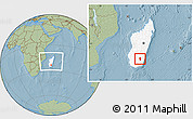 Savanna Style Location Map of Iakora, highlighted country, within the entire country, hill shading