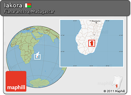 Savanna Style Location Map of Iakora, highlighted country