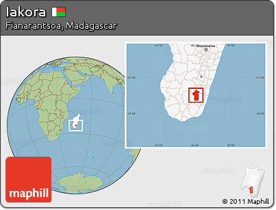 Savanna Style Location Map of Iakora, highlighted country