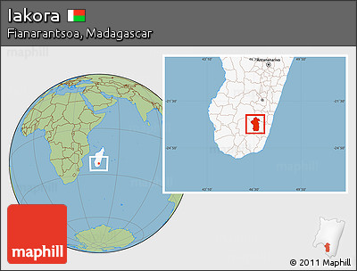 Savanna Style Location Map of Iakora, highlighted country
