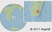 Savanna Style Location Map of Iakora, hill shading