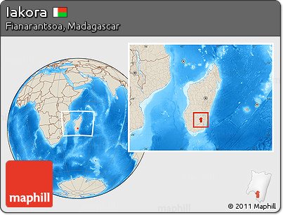 Shaded Relief Location Map of Iakora, within the entire country