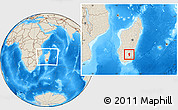 Shaded Relief Location Map of Iakora, within the entire country