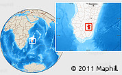 Shaded Relief Location Map of Iakora, highlighted country