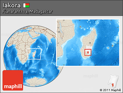 Shaded Relief Location Map of Iakora, highlighted parent region, within the entire country