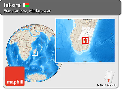 Shaded Relief Location Map of Iakora, highlighted parent region