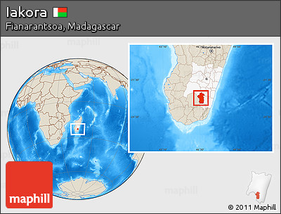 Shaded Relief Location Map of Iakora, highlighted parent region