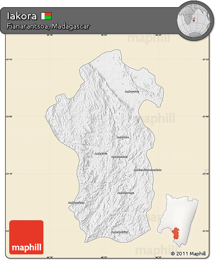 Classic Style Map of Iakora, single color outside