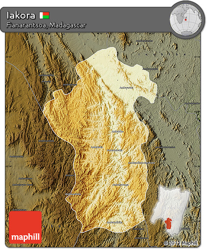 Physical Map of Iakora, darken