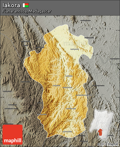 Physical Map of Iakora, darken, semi-desaturated