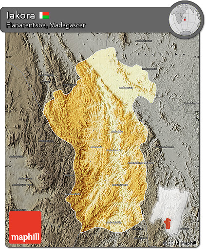 Physical Map of Iakora, darken, semi-desaturated