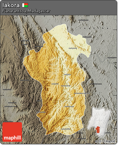 Physical Map of Iakora, darken, semi-desaturated