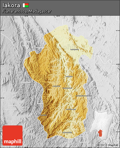 Physical Map of Iakora, lighten, desaturated