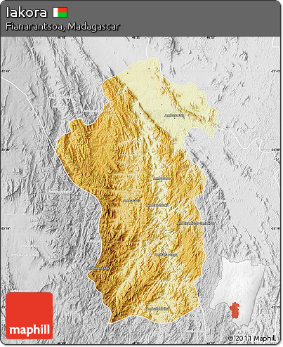 Physical Map of Iakora, lighten, desaturated