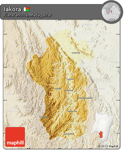 Physical Map of Iakora, lighten