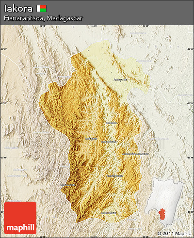 Physical Map of Iakora, lighten