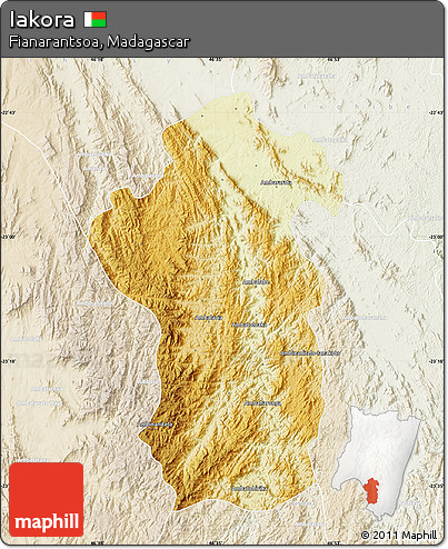 Physical Map of Iakora, lighten