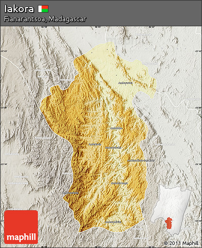 Physical Map of Iakora, lighten, semi-desaturated