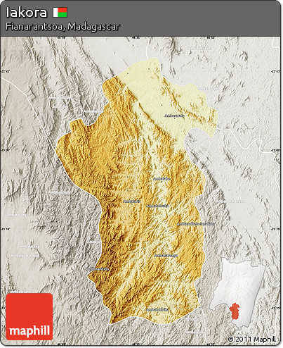 Physical Map of Iakora, lighten, semi-desaturated