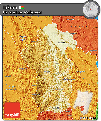 Physical Map of Iakora, political outside
