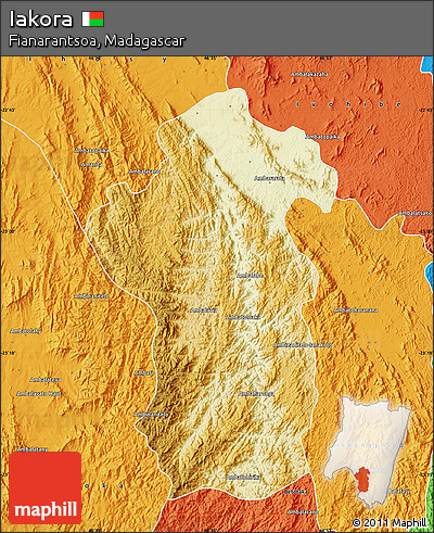 Physical Map of Iakora, political outside