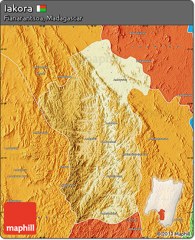 Physical Map of Iakora, political outside