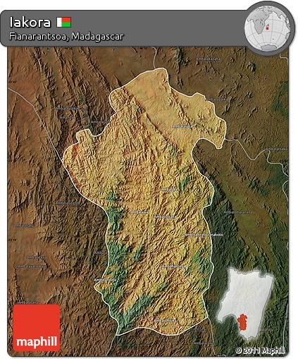 Satellite Map of Iakora, darken