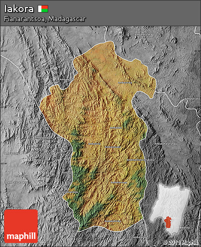 Satellite Map of Iakora, desaturated