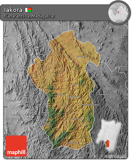 Satellite Map of Iakora, desaturated