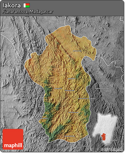 Satellite Map of Iakora, desaturated