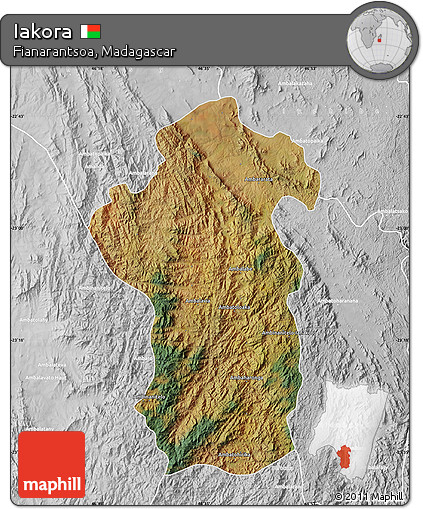 Satellite Map of Iakora, lighten, desaturated