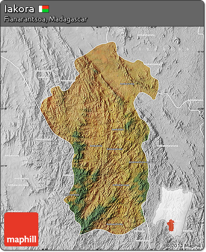 Satellite Map of Iakora, lighten, desaturated