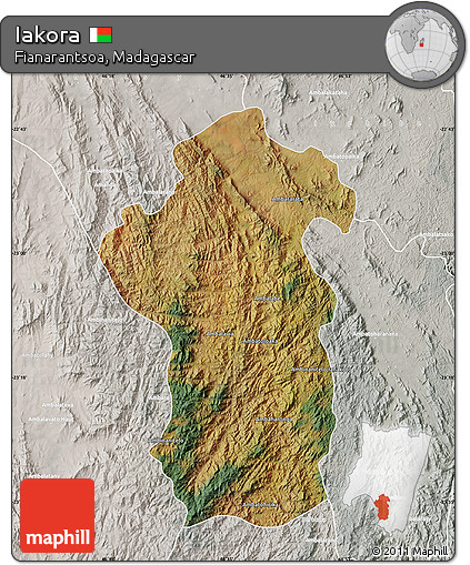 Satellite Map of Iakora, lighten, semi-desaturated