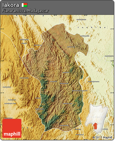 Satellite Map of Iakora, physical outside