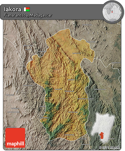 Satellite Map of Iakora, semi-desaturated