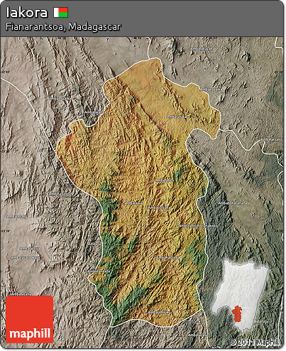 Satellite Map of Iakora, semi-desaturated
