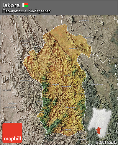 Satellite Map of Iakora, semi-desaturated