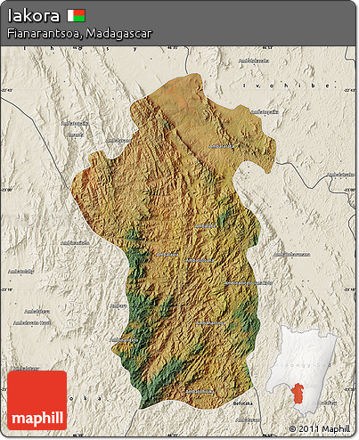 Satellite Map of Iakora, shaded relief outside