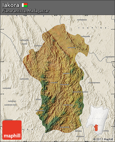 Satellite Map of Iakora, shaded relief outside