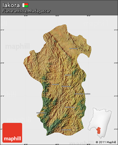 Satellite Map of Iakora, single color outside