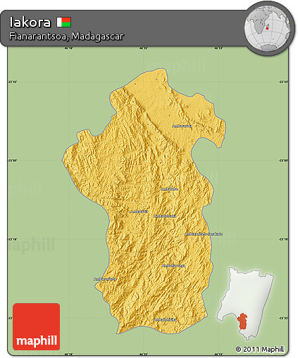 Savanna Style Map of Iakora, single color outside