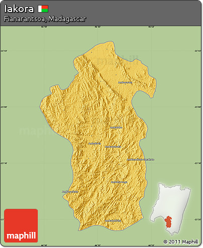Savanna Style Map of Iakora, single color outside