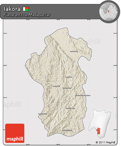 Shaded Relief Map of Iakora, cropped outside