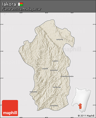 Shaded Relief Map of Iakora, cropped outside