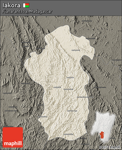 Shaded Relief Map of Iakora, darken