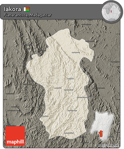 Shaded Relief Map of Iakora, darken